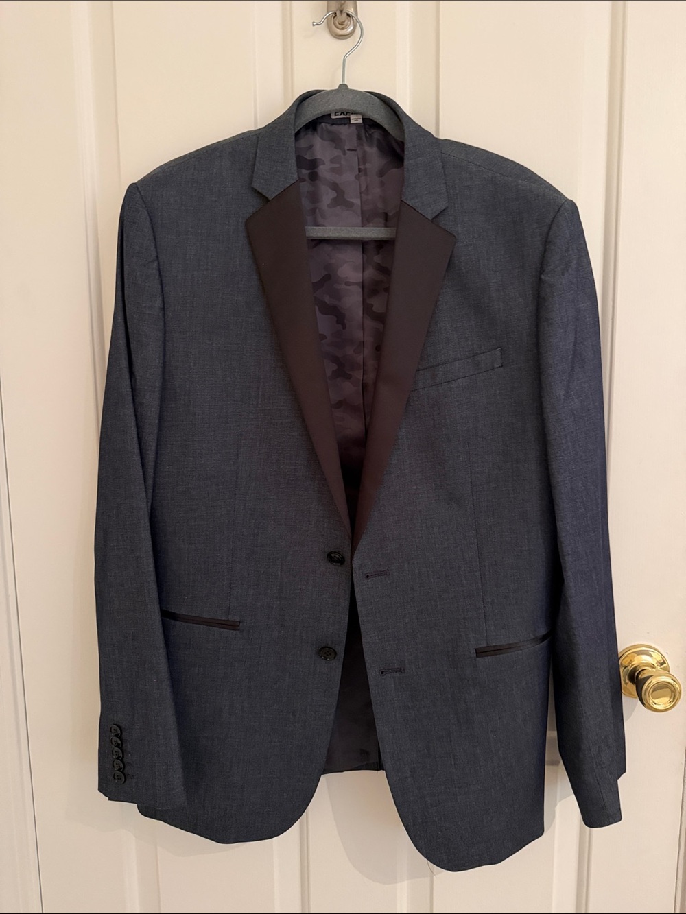 Express Men's Charcoal Gray Blazer with Dark Satin Lapel